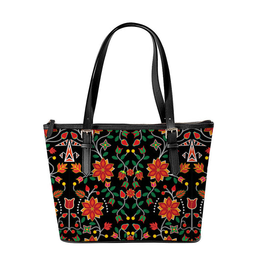 Floral Beadwork Six Bands Large Tote Shoulder Bag