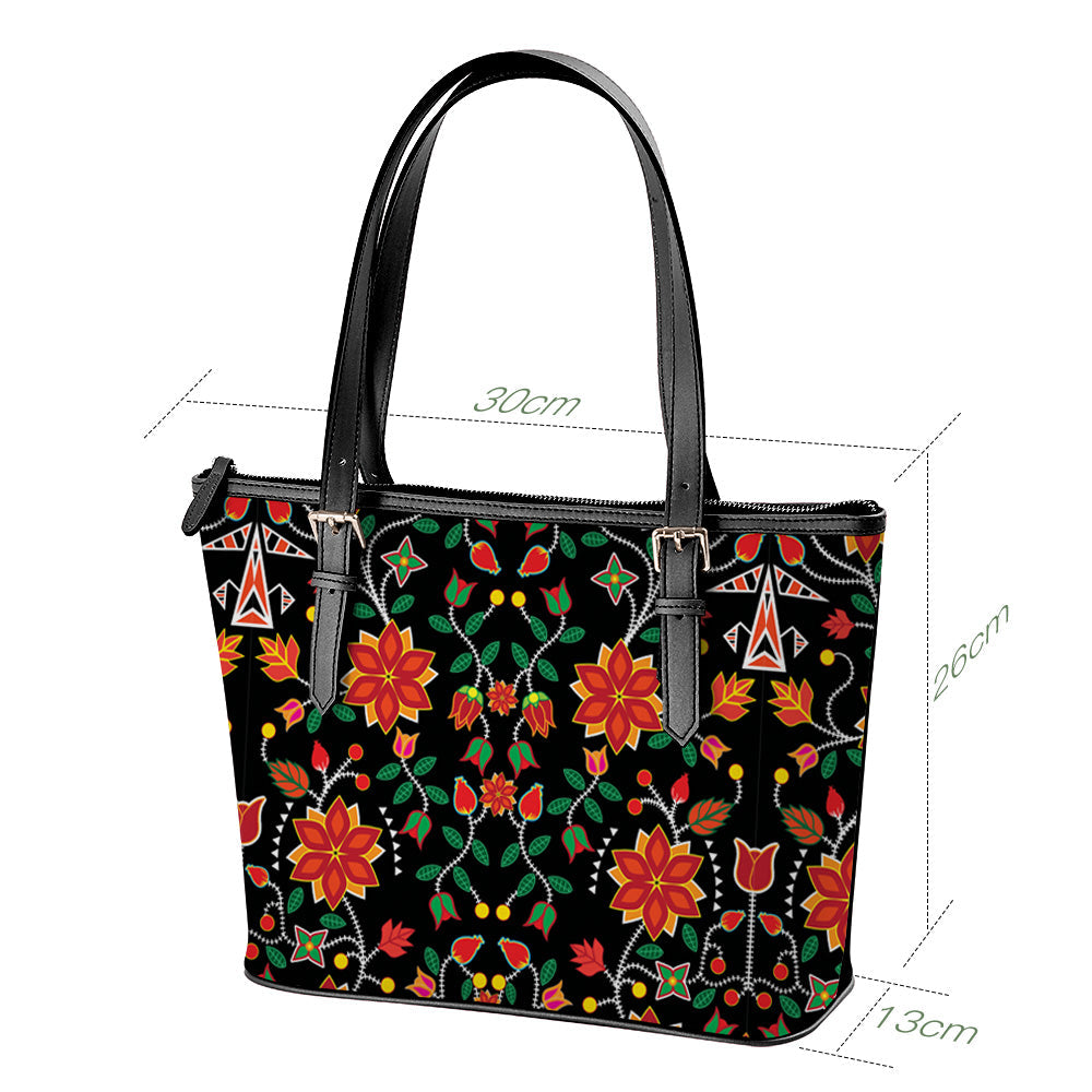 Floral Beadwork Six Bands Large Tote Shoulder Bag