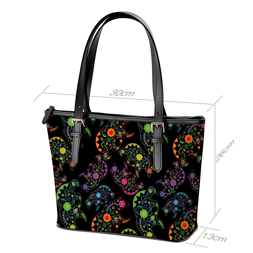 Floral Bear Neon Large Tote Shoulder Bag