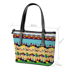 Load image into Gallery viewer, Horses and Buffalo Ledger White Large Tote Shoulder Bag
