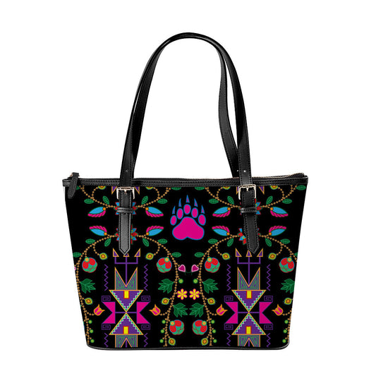 Geometric Floral Fall-Black Large Tote Shoulder Bag