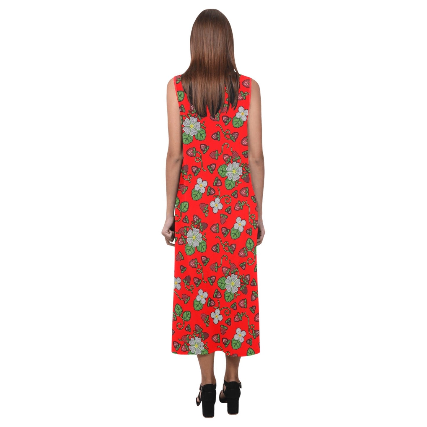 Strawberry Dreams Fire Phaedra Sleeveless Open Fork Long Dress