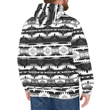 Load image into Gallery viewer, Okotoks Black and White Men&#39;s Long Sleeve Fleece Hoodie
