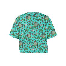 Load image into Gallery viewer, Strawberry Dreams Turquoise Crop Top
