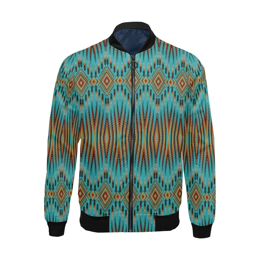 Fire Feather Turquoise Bomber Jacket for Men