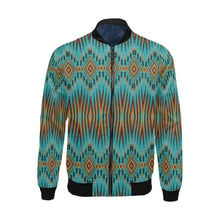 Load image into Gallery viewer, Fire Feather Turquoise Bomber Jacket for Men
