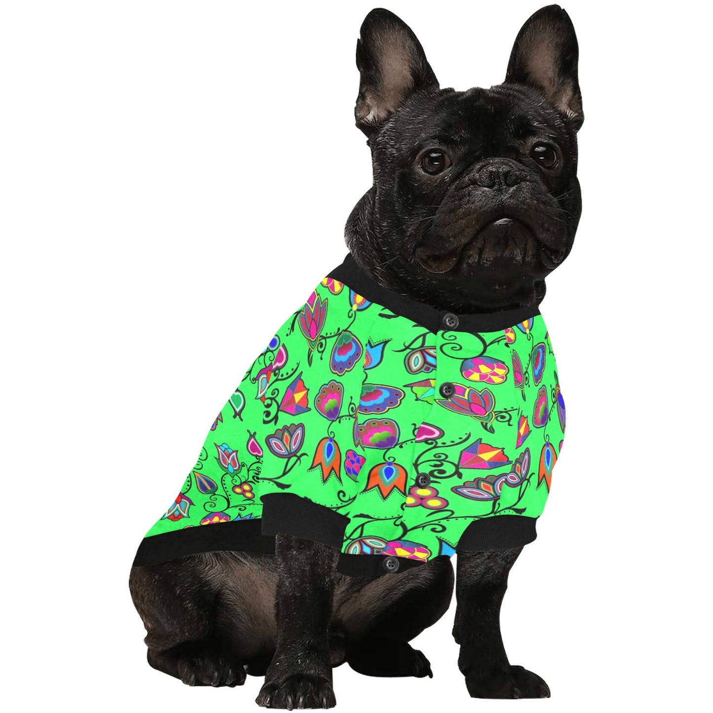 Indigenous Paisley Green Pet Dog Round Neck Shirt