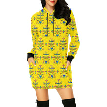 Load image into Gallery viewer, Dakota Damask Yellow Hoodie Dress
