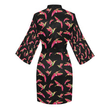 Load image into Gallery viewer, Red Swift Colourful Black Long Sleeve Kimono Robe

