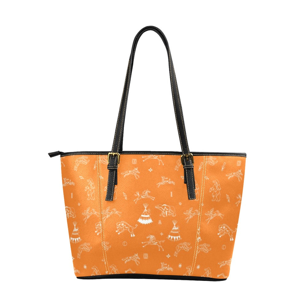 Ledger Dables Orange Leather Tote Bag