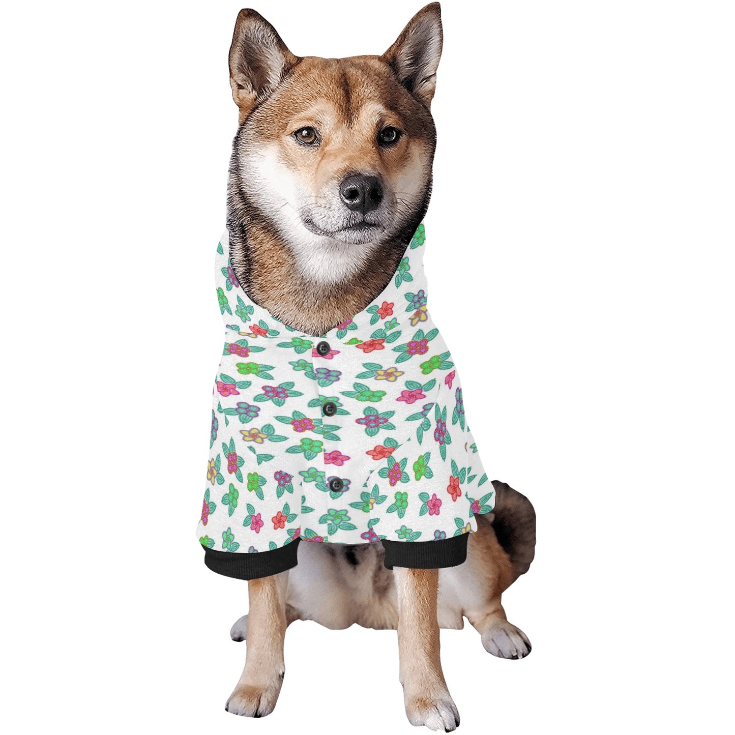 Berry Flowers White Pet Dog Hoodie