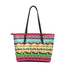 Load image into Gallery viewer, Horses and Buffalo Ledger Pink Leather Tote Bag
