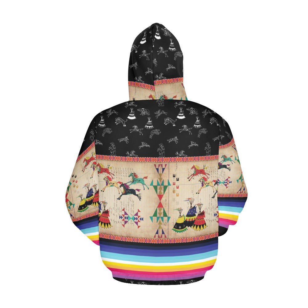 Horses Running Black Sky Hoodie for Men