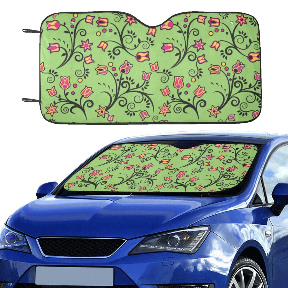 LightGreen Yellow Star Car Sun Shade 55"x30"