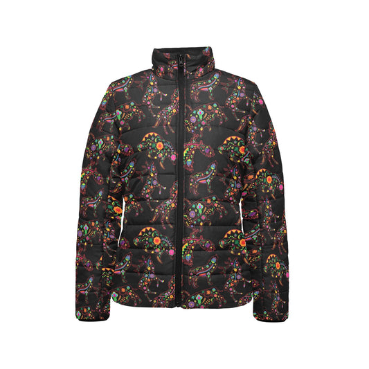 Neon Floral Animals Stand Collar Jacket