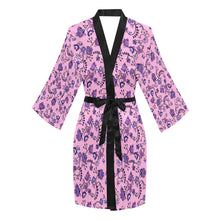 Load image into Gallery viewer, Purple Floral Amour Long Sleeve Kimono Robe
