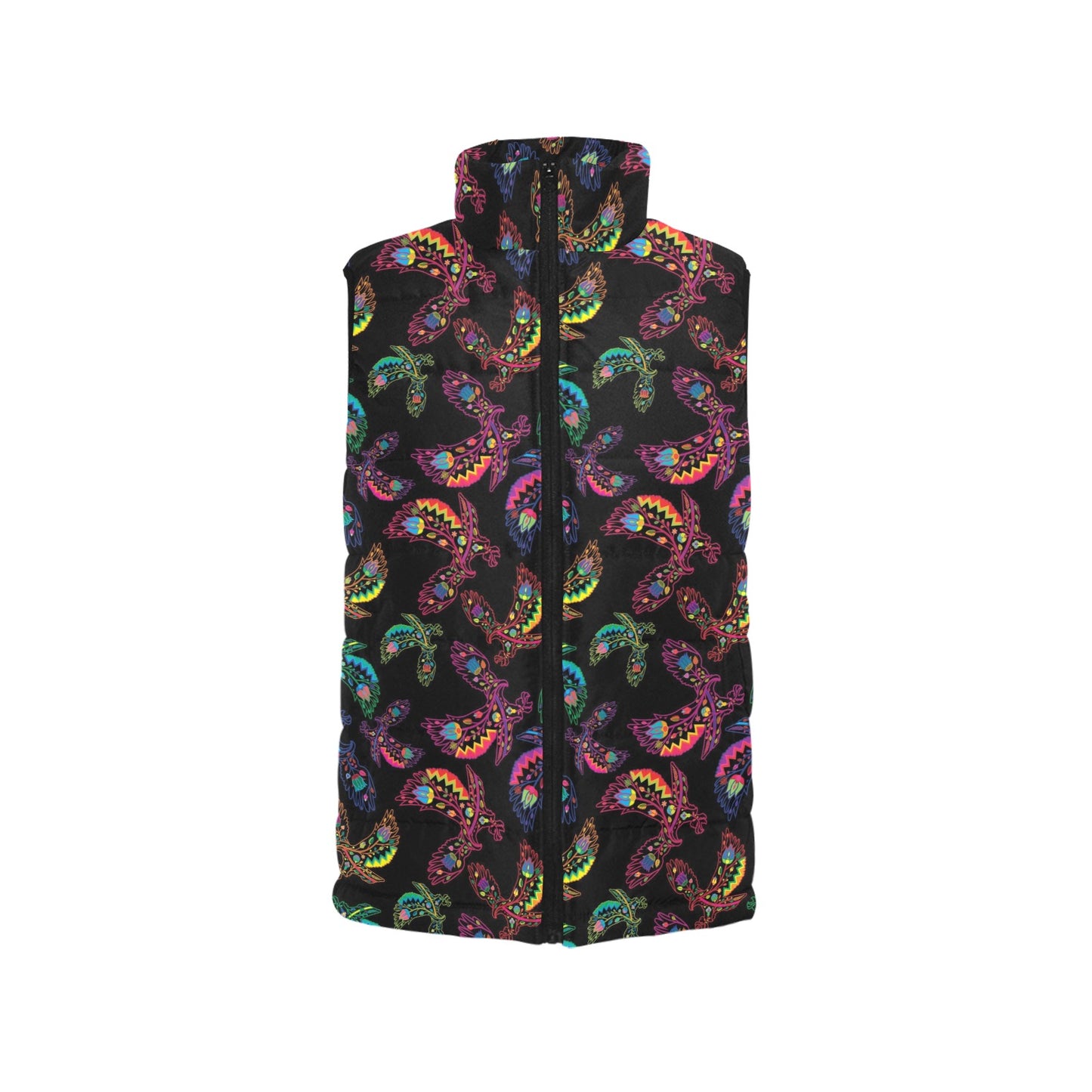 Neon Floral Eagles Women's Padded Vest Jacket