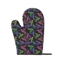 Load image into Gallery viewer, Neon Floral Hummingbirds Oven Mitt &amp; Pot Holder
