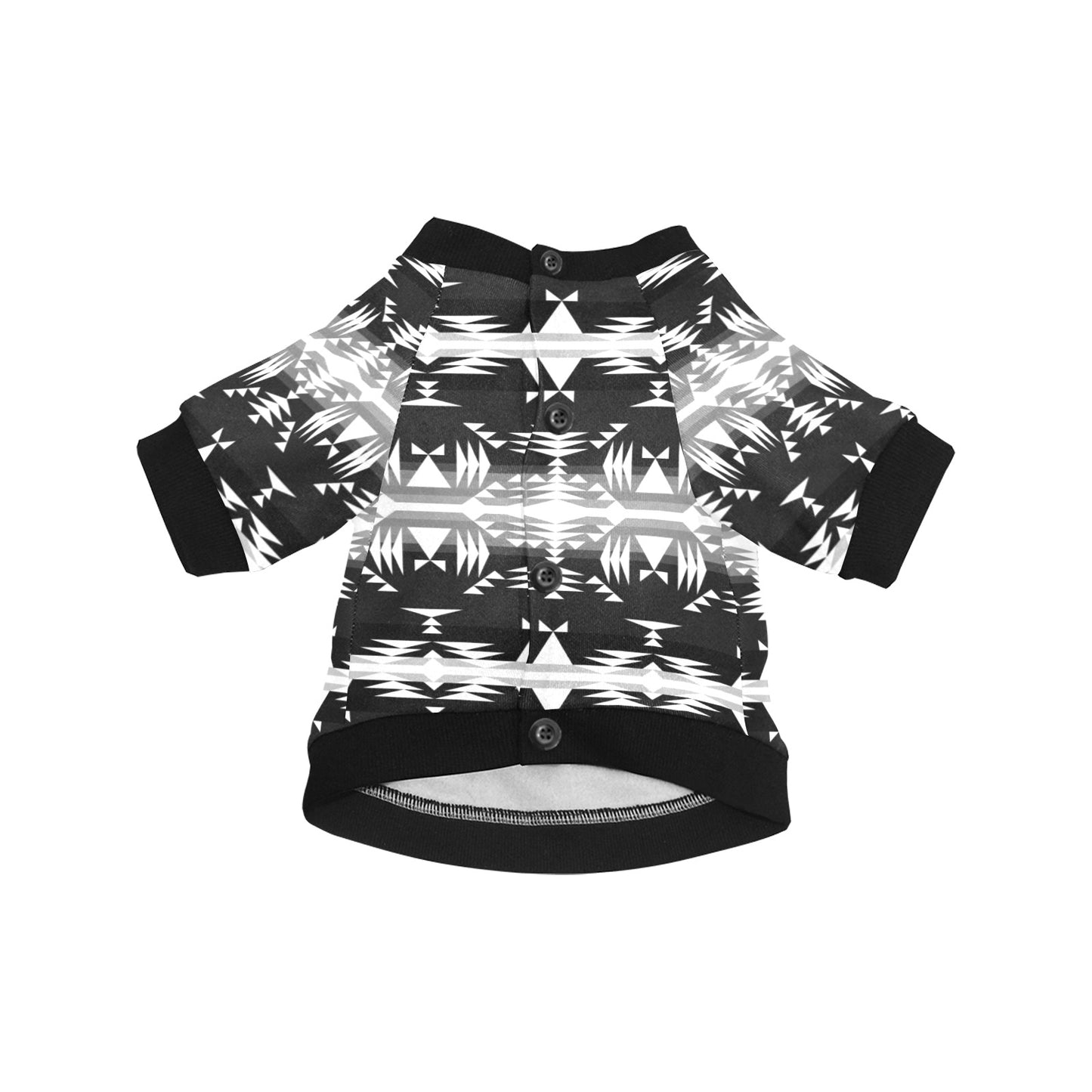 Between the Mountains Black and White Pet Dog Round Neck Shirt