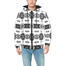 Load image into Gallery viewer, Sovereign Nation Black and White Men&#39;s Padded Hooded Jacket
