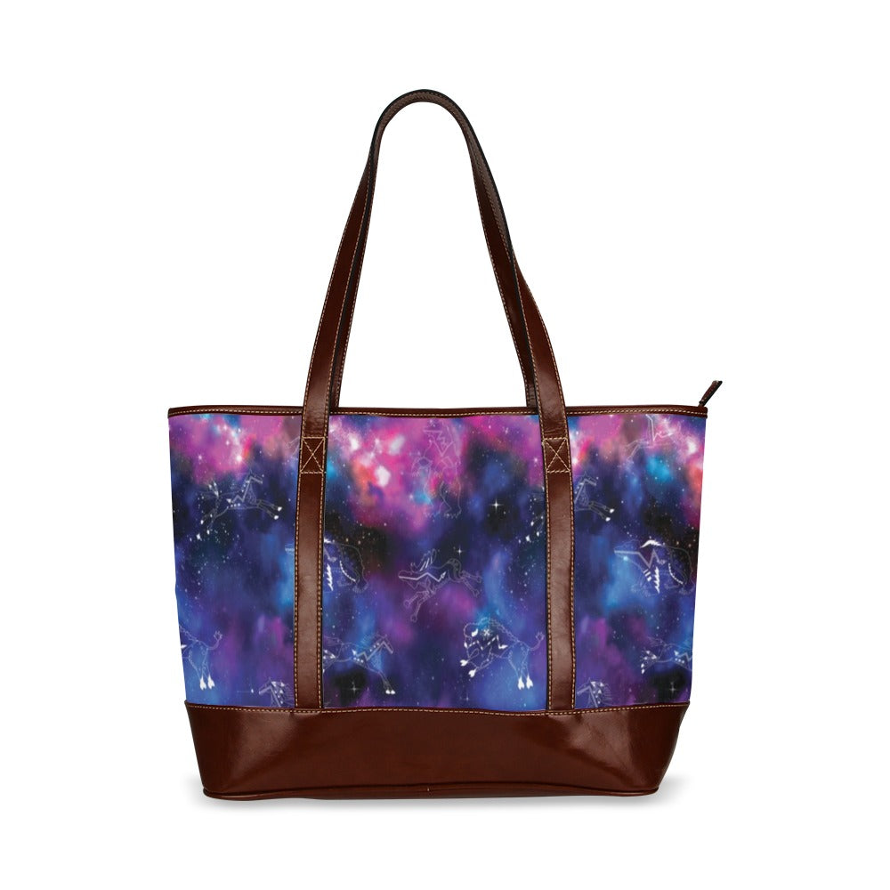 Animal Ancestors 1 Blue and Pink Tote Handbag