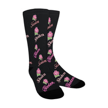 Load image into Gallery viewer, Ladies Skoden Floral Black Women&#39;s Custom Socks
