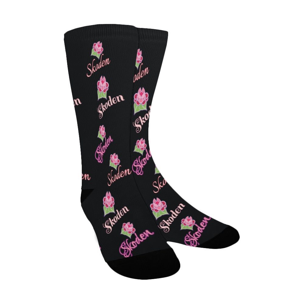 Ladies Skoden Floral Black Women's Custom Socks