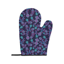 Load image into Gallery viewer, Beaded Blue Nouveau Oven Mitt &amp; Pot Holder
