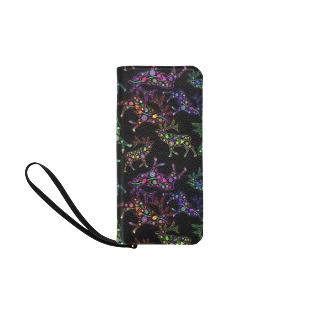 Neon Floral Elks Women's Clutch Purse