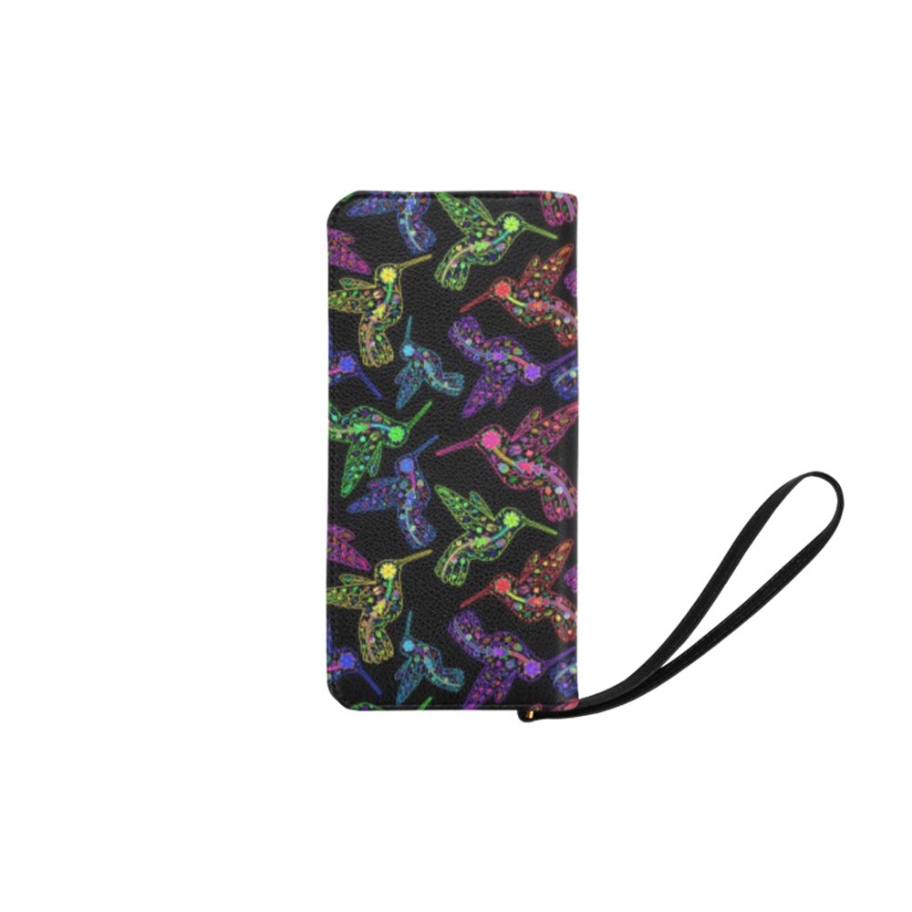 Neon Floral Hummingbirds Women's Clutch Purse