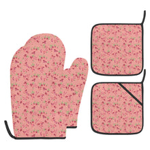 Load image into Gallery viewer, Swift Floral Peach Rouge Remix Oven Mitt &amp; Pot Holder
