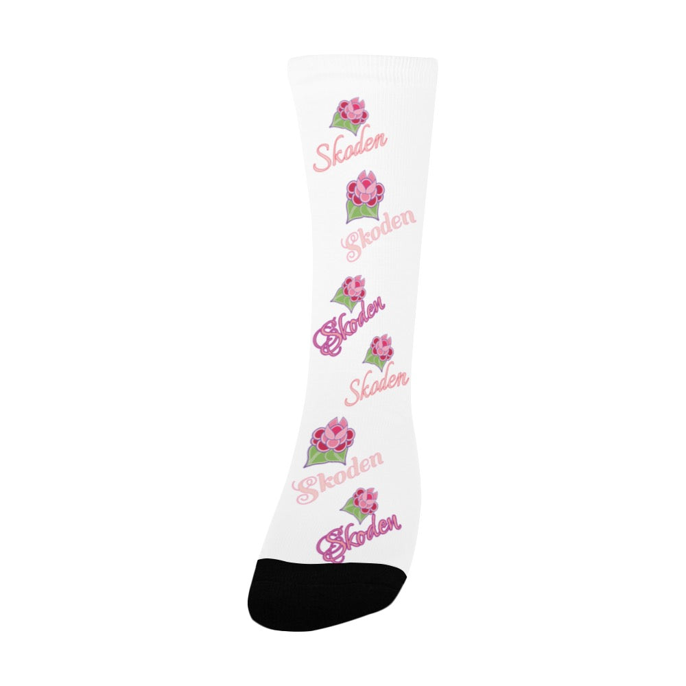 Ladies Skoden Floral White Women's Custom Socks