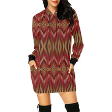 Load image into Gallery viewer, Fire Feather Red Hoodie Dress
