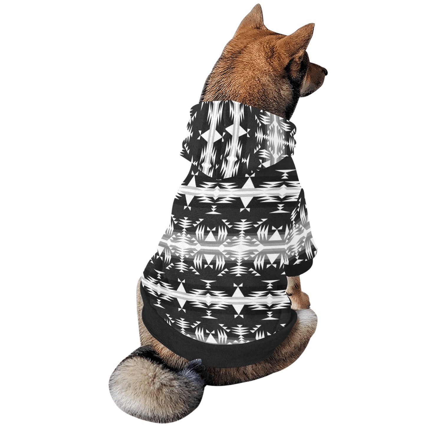 Between the Mountains Black and White Pet Dog Hoodie