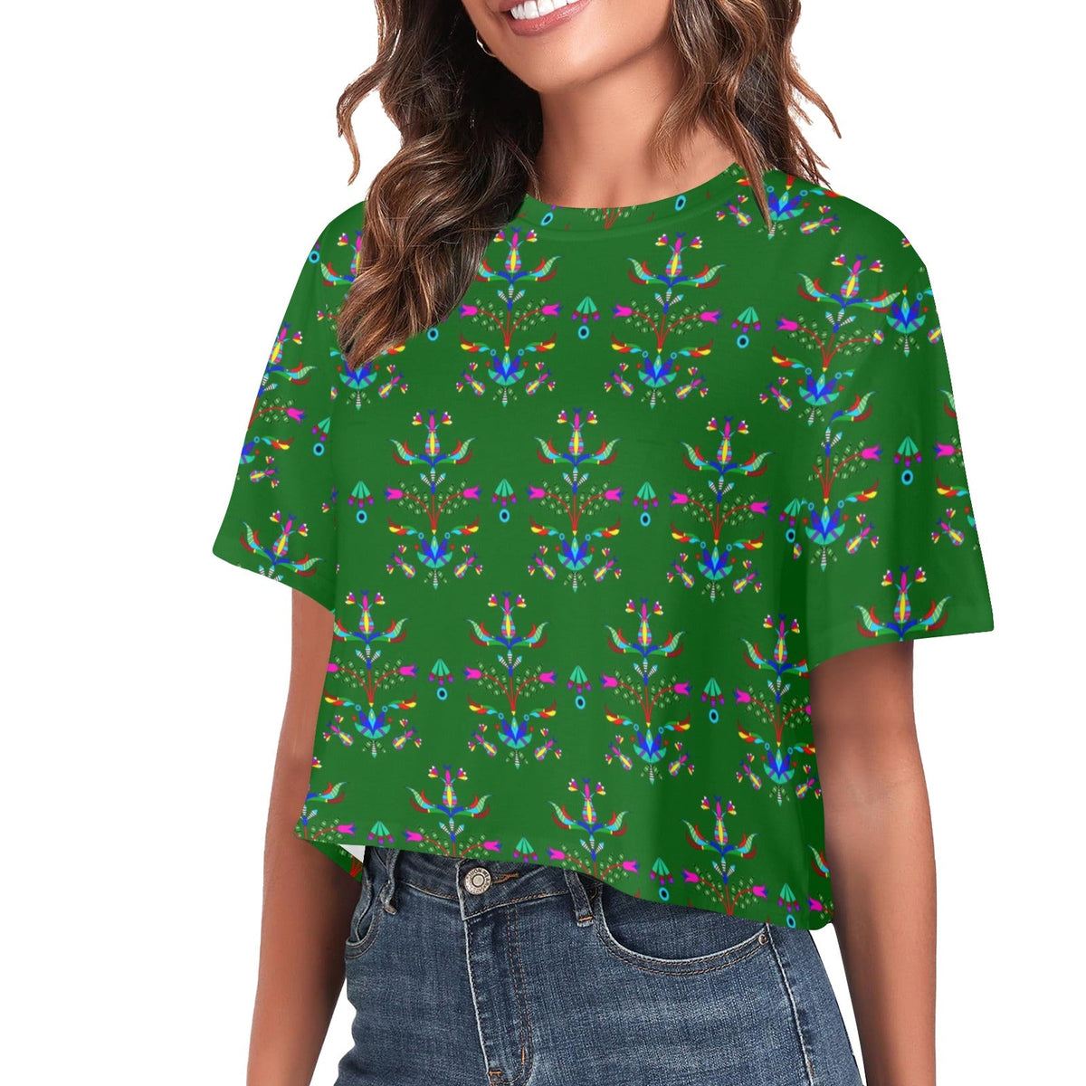 Dakota Damask Green Crop Top