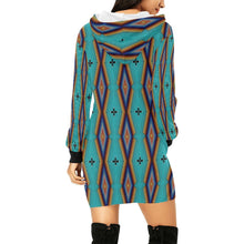 Load image into Gallery viewer, Diamond in the Bluff Turquoise Hoodie Dress
