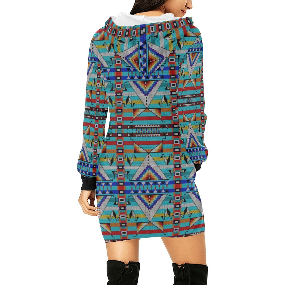 Medicine Blessing Turquoise Hoodie Dress