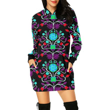 Load image into Gallery viewer, Floral Beadwork Four Clans Winter Hoodie Dress
