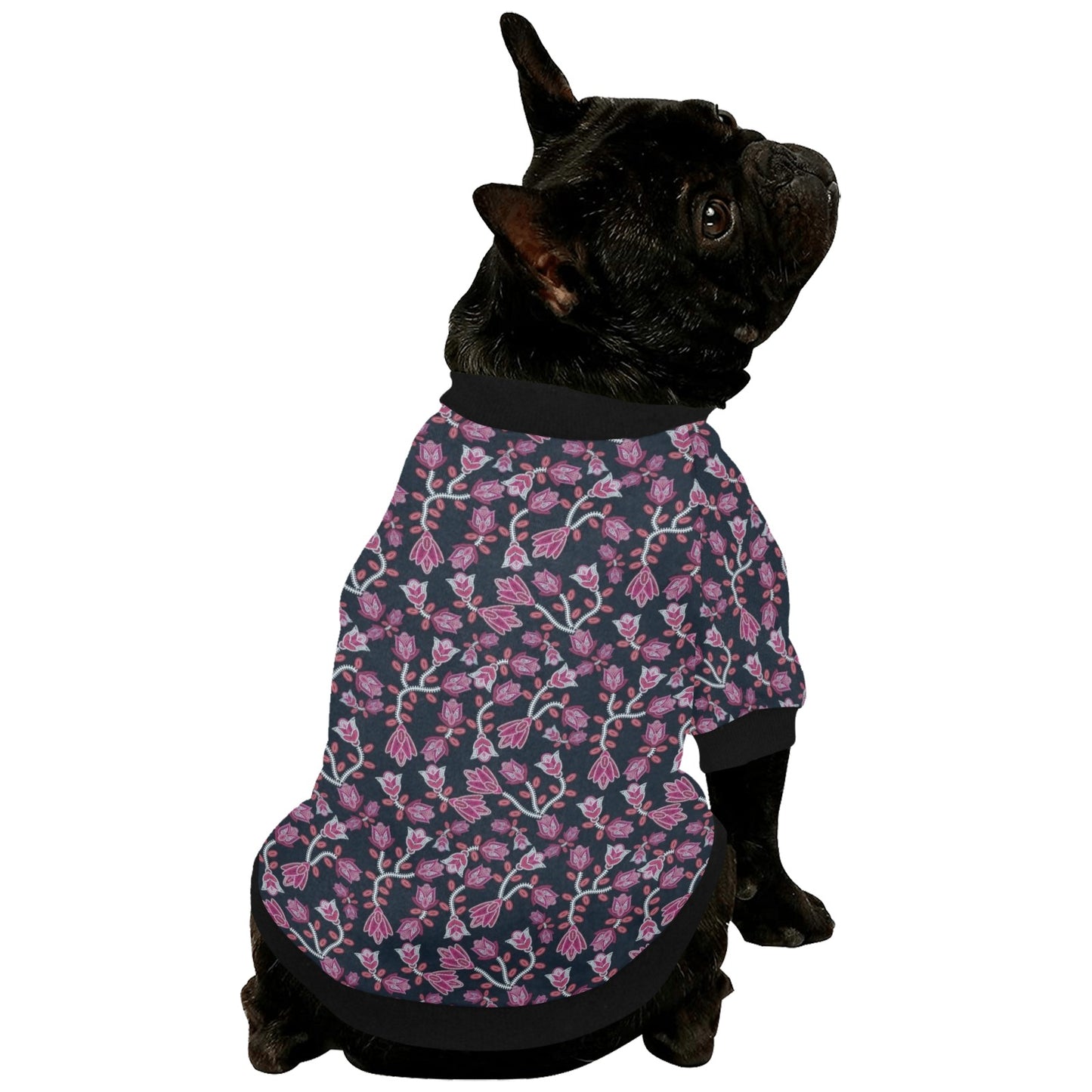 Beaded Pink Pet Dog Round Neck Shirt