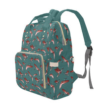 Load image into Gallery viewer, Red Swift Turquoise Multi-Function Diaper Backpack/Diaper Bag
