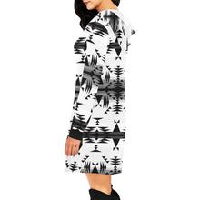 Load image into Gallery viewer, Between the Mountains White and Black Hoodie Dress
