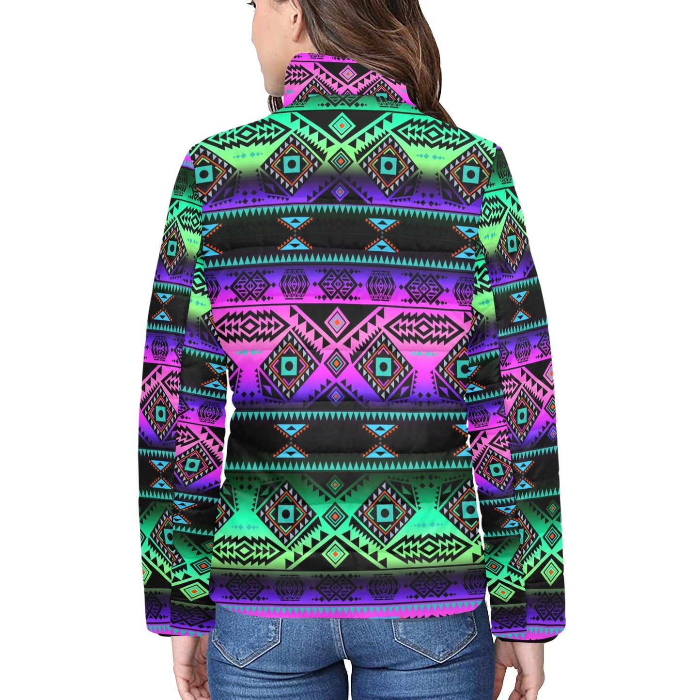 California Coast Sunrise Women's Stand Collar Padded Jacket