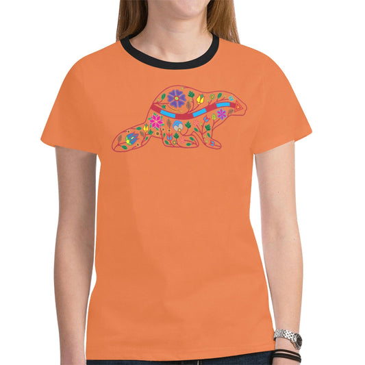 Floral Beaver Spirit Guide Orange Tee