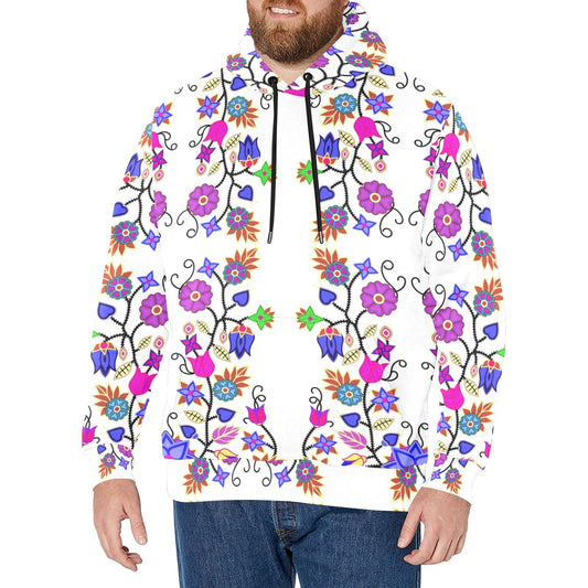 Floral Beadwork Seven Clans White Men's Long Sleeve Fleece Hoodie