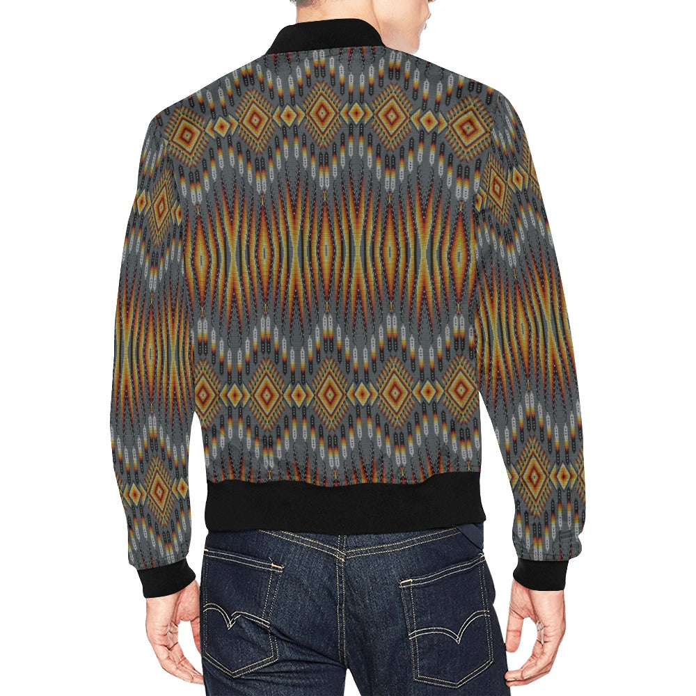 Fire Feather Grey Bomber Jacket for Men