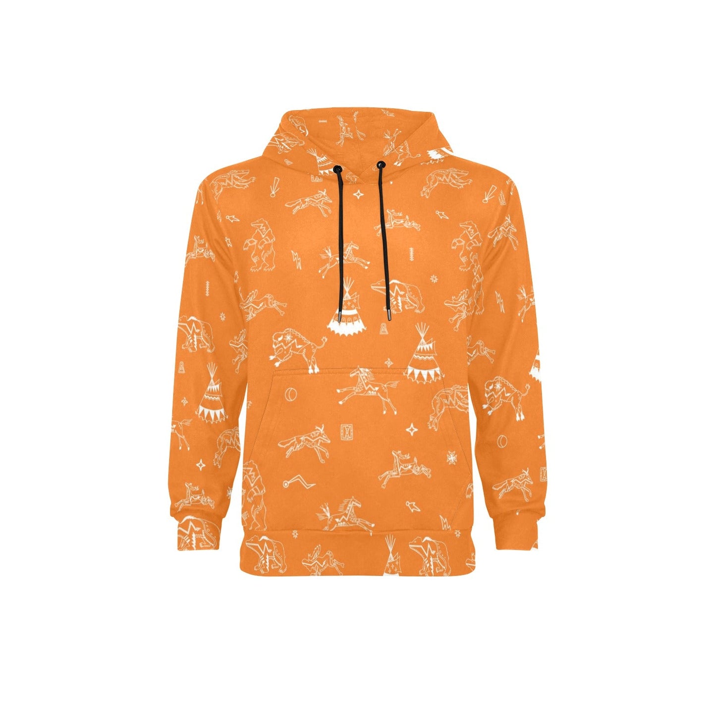 Ledger Dables Orange Men's Long Sleeve Fleece Hoodie