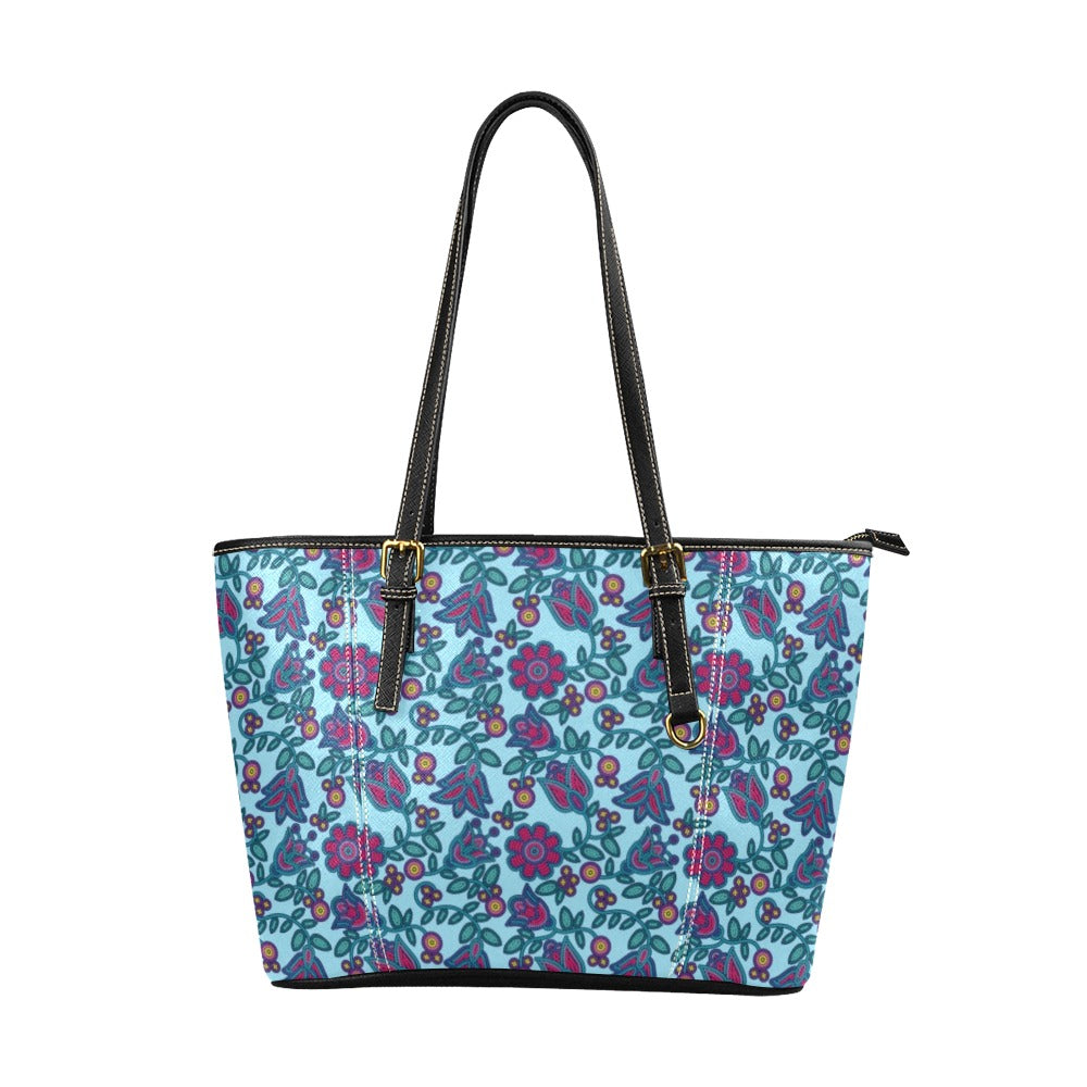 Beaded Nouveau Marine Leather Tote Bag