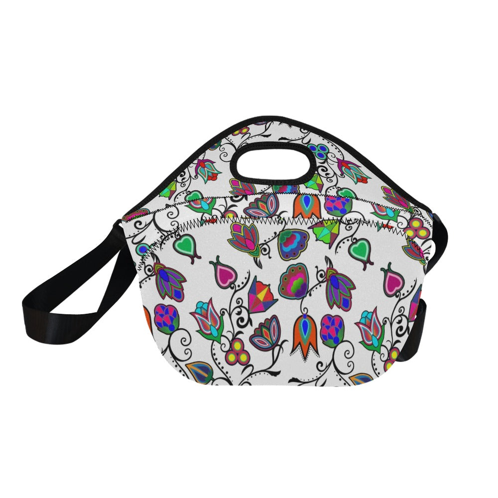 Indigenous Paisley White Neoprene Lunch Bag/Large