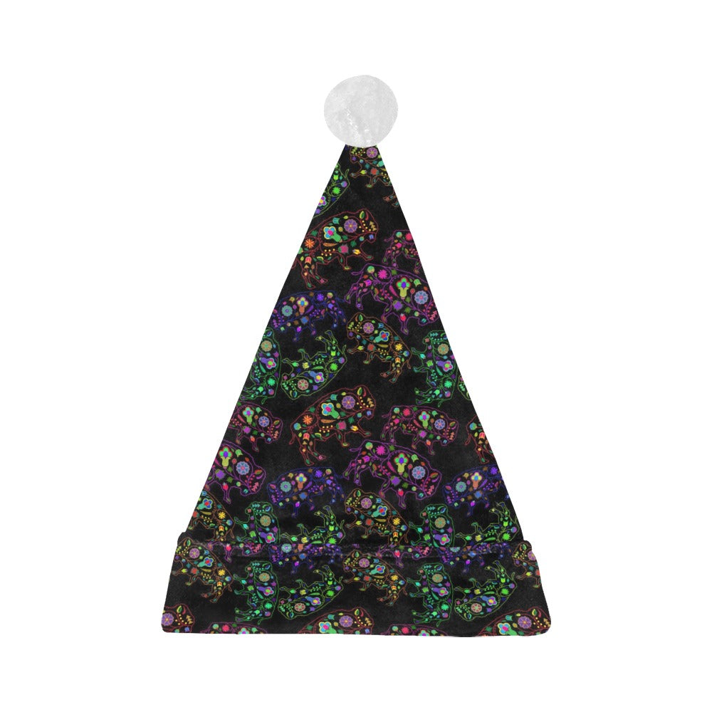 Neon Floral Buffalos Santa Hat