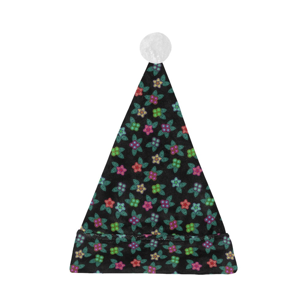 Berry Flowers Black Santa Hat